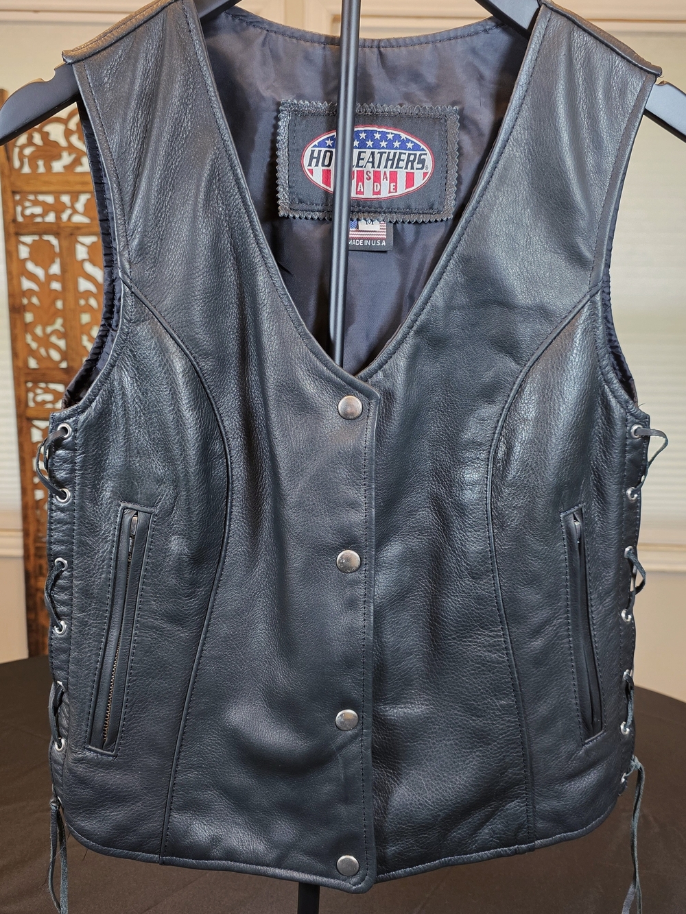 Hot Leather Womens riding vest. Made in USA